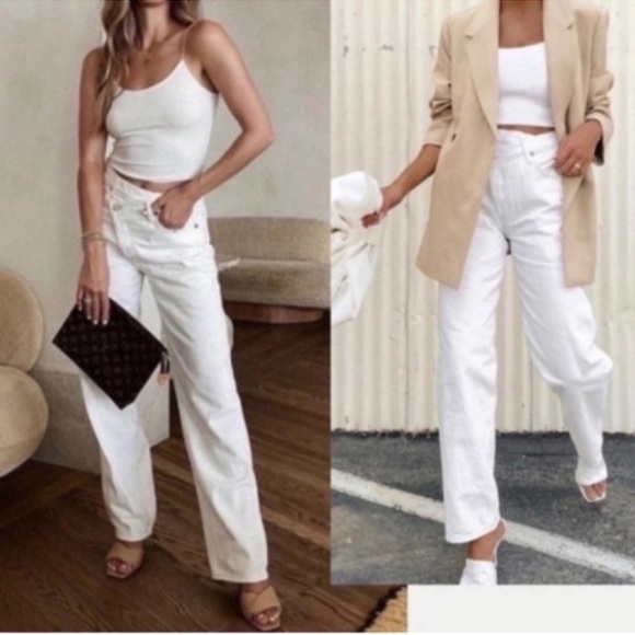 AGOLDE Criss Cross Straight High Rise Organic Jeans Clean Girl Minimalist Vibes - Picture 1 of 12